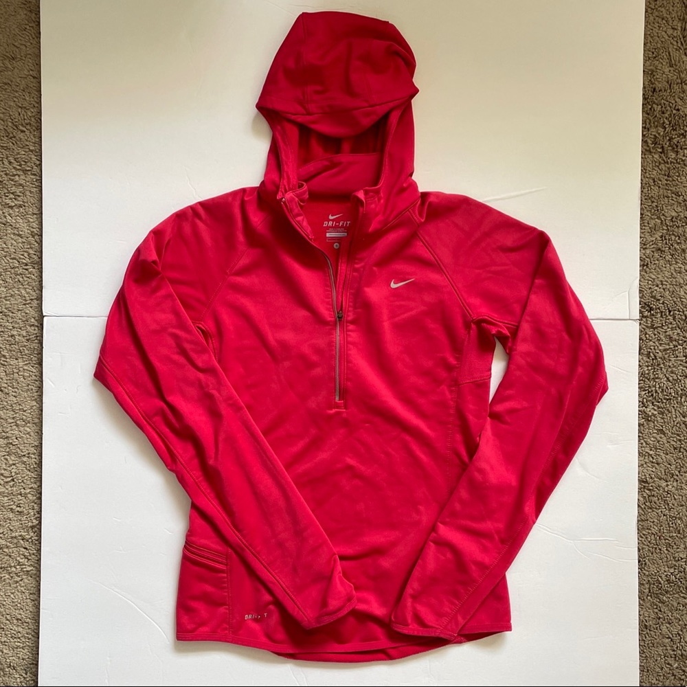 Nike Women’s S 1/4 Zip Pink Dri-Fit Track Jacket Hoodie Size Small Reflective